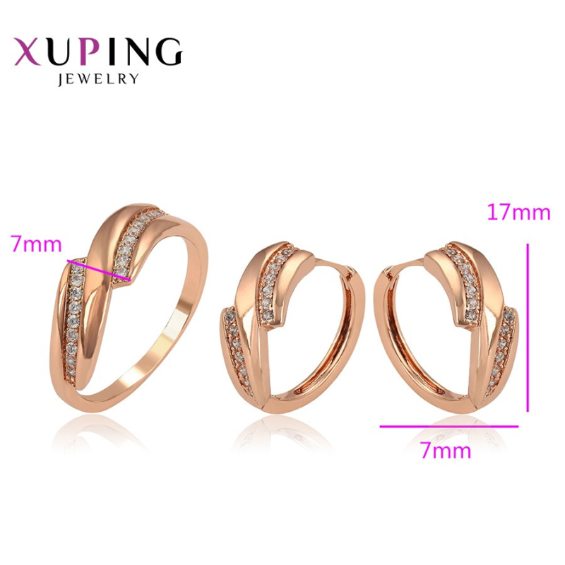 XUPING Комплект Позолота РО Сережки Висота 1.6см, Ширина 0.8см, Кільце Ширина 0.8см Розмір 18