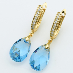 XUPING Серьги Позолота 18к Камни Swarovski, Высота 3.6см, Ширина 1см