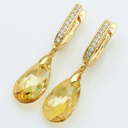 XUPING Серьги Позолота 18к Камни Swarovski, Высота 3.6см, Ширина 1см