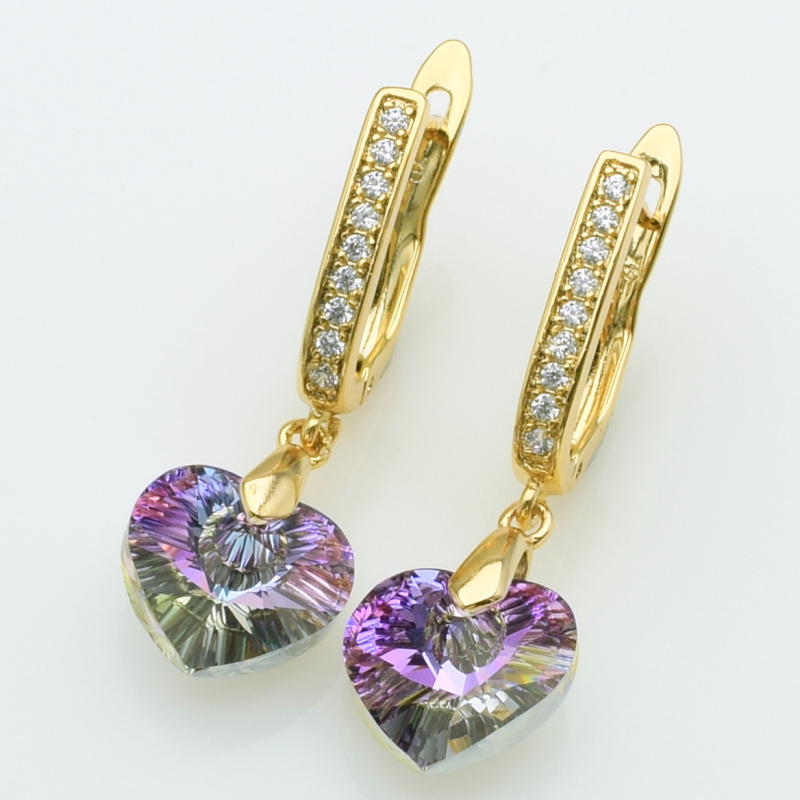 XUPING Серьги Позолота 18к Камни Swarovski, Высота 3см, Ширина 1см
