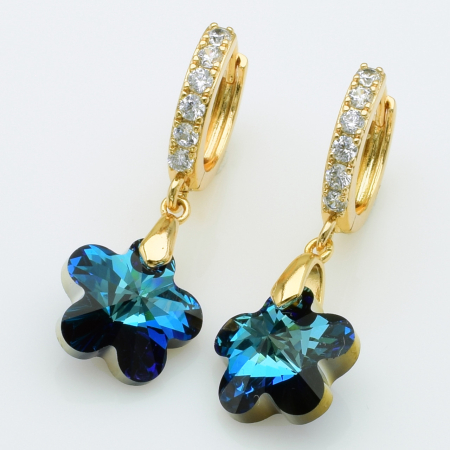XUPING Серьги Позолота 18к Камни Swarovski, Высота 3см, Ширина 1.2см