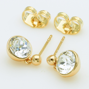 XUPING Серьги Позолота 18к Камни Swarovski, Высота 1.2см, Ширина 0.7см