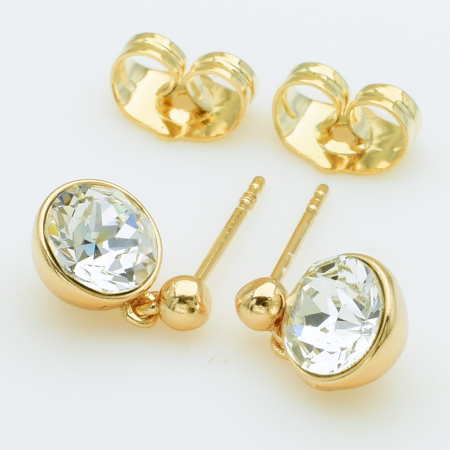XUPING Серьги Позолота 18к Камни Swarovski, Высота 1.2см, Ширина 0.7см