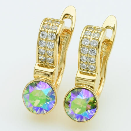 XUPING Серьги Позолота 18к Камни Swarovski, Высота 1.6см, Ширина 0.6см