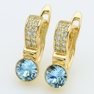 XUPING Серьги Позолота 18к Камни Swarovski, Высота 1.6см, Ширина 0.6см