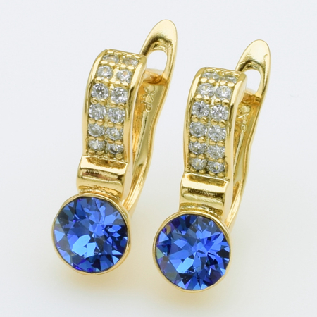 XUPING Серьги Позолота 18к Камни Swarovski, Высота 1.6см, Ширина 0.6см