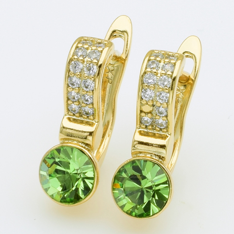 XUPING Серьги Позолота 18к Камни Swarovski, Высота 1.6см, Ширина 0.6см