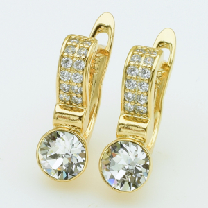 XUPING Серьги Позолота 18к Камни Swarovski, Высота 1.6см, Ширина 0.6см