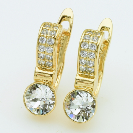 XUPING Серьги Позолота 18к Камни Swarovski, Высота 1.6см, Ширина 0.6см