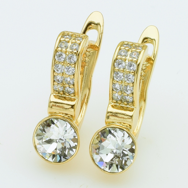 XUPING Серьги Позолота 18к Камни Swarovski, Высота 1.6см, Ширина 0.6см
