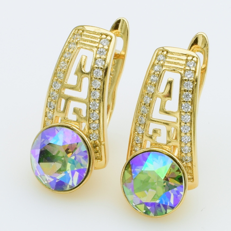 XUPING Серьги Позолота 18к Камни Swarovski, Высота 1.9см, Ширина 0.9см