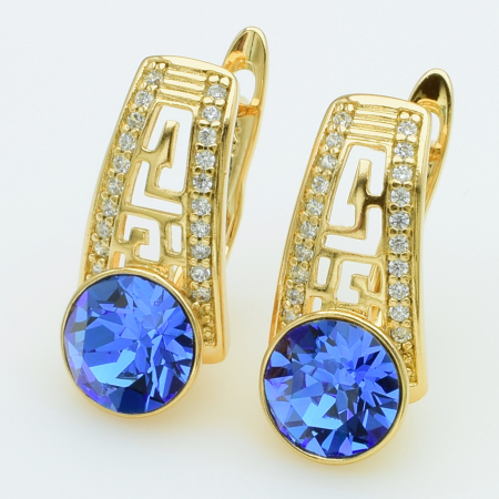 XUPING Серьги Позолота 18к Камни Swarovski, Высота 1.9см, Ширина 0.9см