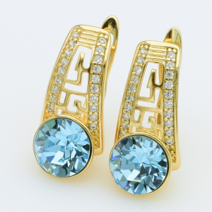 XUPING Серьги Позолота 18к Камни Swarovski, Высота 1.9см, Ширина 0.9см