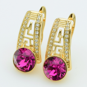 XUPING Серьги Позолота 18к Камни Swarovski, Высота 1.9см, Ширина 0.9см