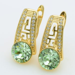 XUPING Серьги Позолота 18к Камни Swarovski, Высота 1.9см, Ширина 0.9см