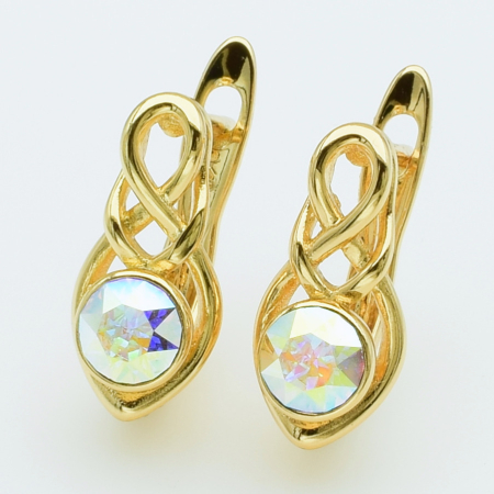 XUPING Серьги Позолота 18к Камни Swarovski, Высота 1.4см, Ширина 0.7см