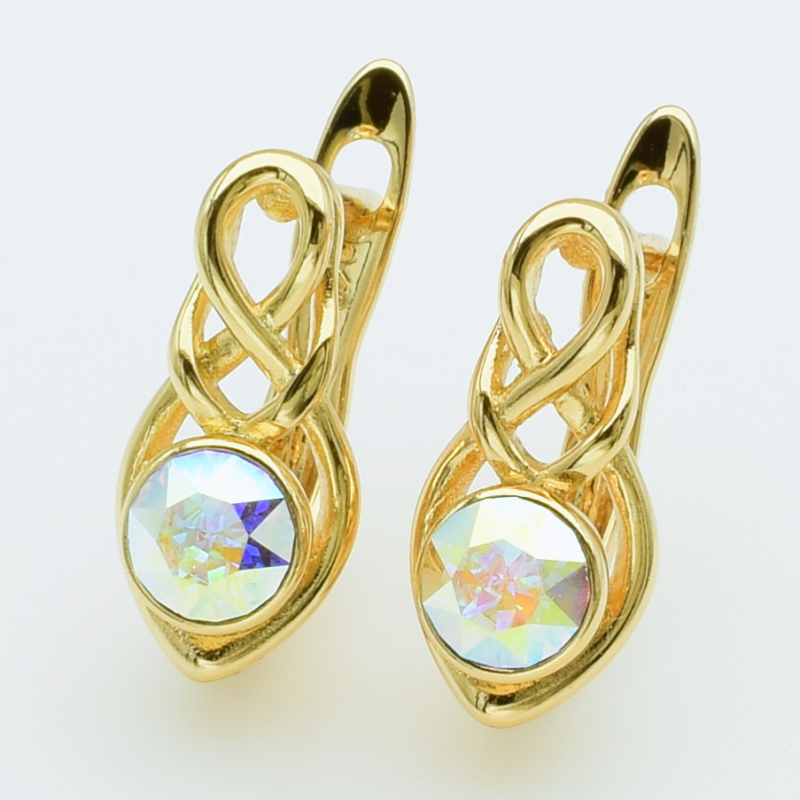 XUPING Серьги Позолота 18к Камни Swarovski, Высота 1.4см, Ширина 0.7см