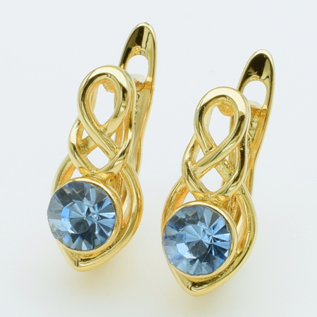 XUPING Серьги Позолота 18к Камни Swarovski, Высота 1.4см, Ширина 0.7см