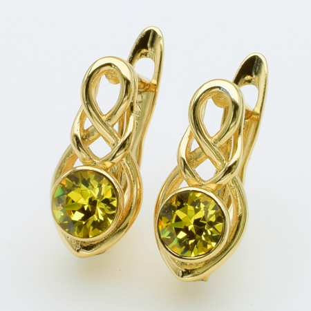 XUPING Серьги Позолота 18к Камни Swarovski, Высота 1.4см, Ширина 0.7см
