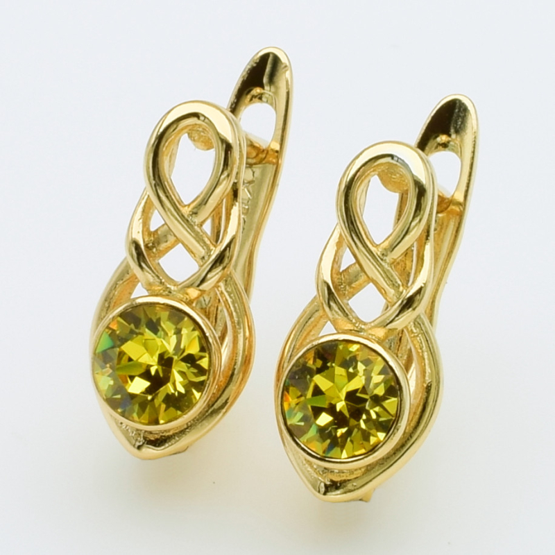 XUPING Серьги Позолота 18к Камни Swarovski, Высота 1.4см, Ширина 0.7см