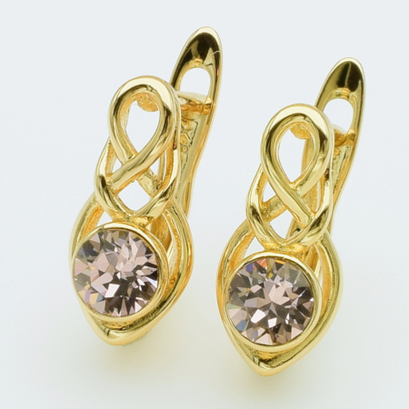 XUPING Серьги Позолота 18к Камни Swarovski, Высота 1.4см, Ширина 0.7см
