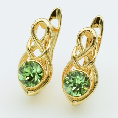 XUPING Серьги Позолота 18к Камни Swarovski, Высота 1.4см, Ширина 0.7см