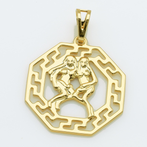 XUPING Кулон Позолота 18к Знак зодиака Близнецы, Высота 3.6см, Ширина 2.6см