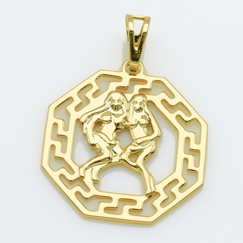 XUPING Кулон Позолота 18к Знак зодиака Близнецы, Высота 3.6см, Ширина 2.6см