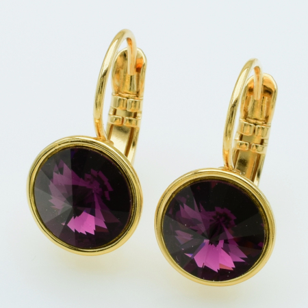 XUPING Серьги Позолота 18к Камни Swarovski, Высота 1.8см, Ширина 1см