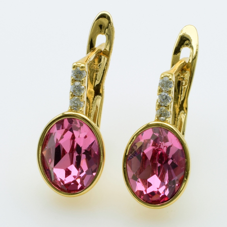 XUPING Серьги Позолота 18к Камни Swarovski, Высота 1.4см, Ширина 0.7см