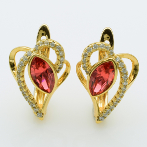 XUPING Серьги Позолота 18к Камни Swarovski, Высота 1.6см, Ширина 1.2см