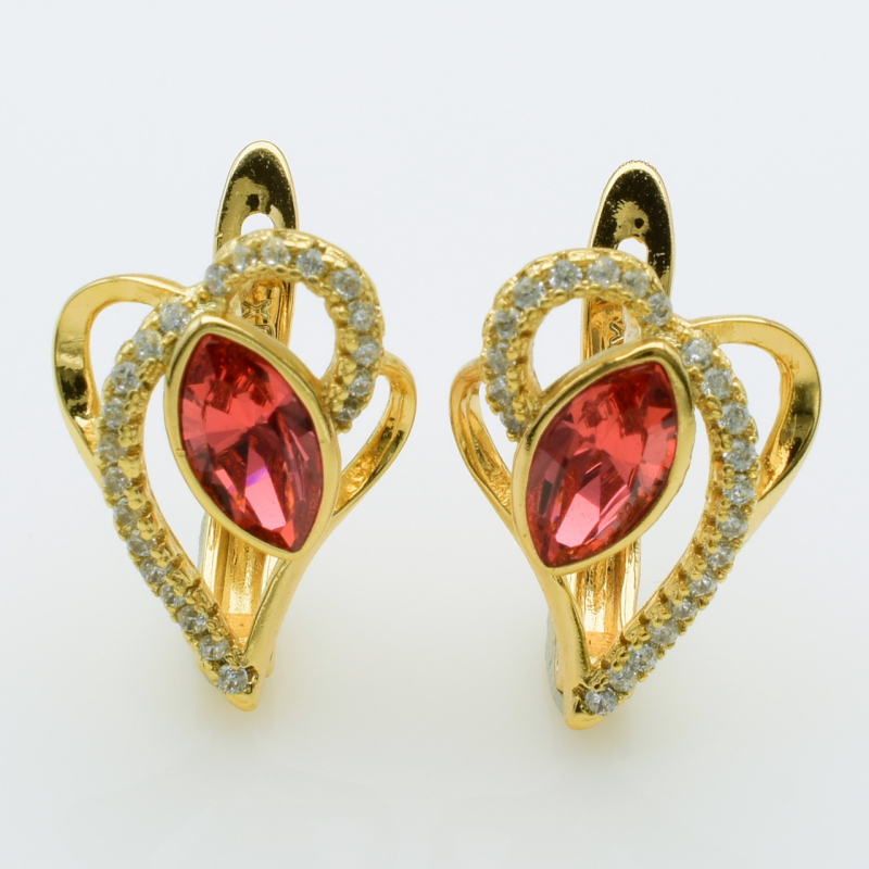 XUPING Серьги Позолота 18к Камни Swarovski, Высота 1.6см, Ширина 1.2см