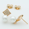 XUPING Сережки Позолота 18 к з перлами та білими цирконами Висота 1.6 см, Ширина 1.1 см