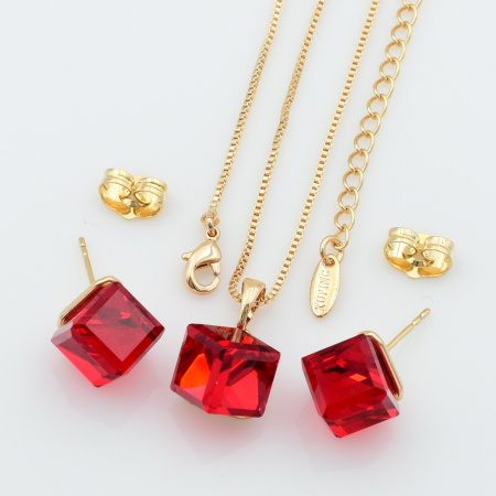 XUPING Комплект Позолота 18 к Swarovski Ланцюжок Довжина 39.5+5 см, Гвозді Висота 1.1 см, Кулон Висота 1.8 см