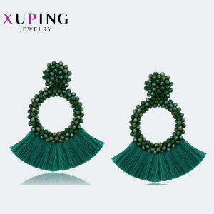XUPING Сережки з бірюзовим бісером і китицями Ширина 7 см, Висота 8.7 см