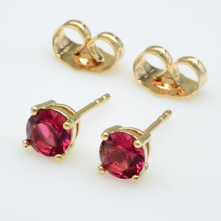 XUPING M&L Серьги Позолота 18к с красными цирконами Высота 0.5см, Ширина 0.5см