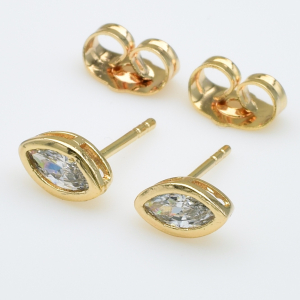 XUPING M&L Серьги Позолота 18к с белыми цирконами Высота 1.8см, Ширина 0.5см