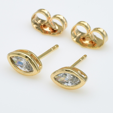XUPING M&L Серьги Позолота 18к с белыми цирконами Высота 1.8см, Ширина 0.5см