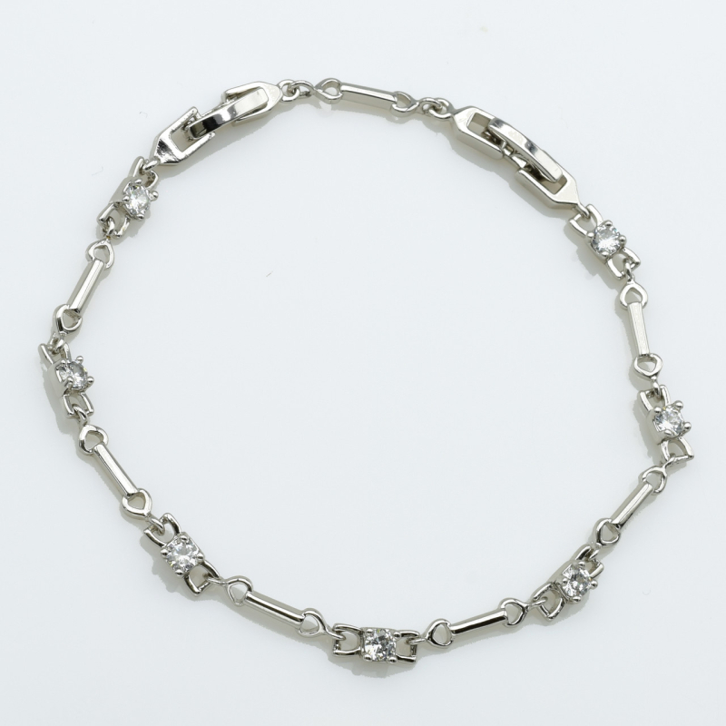 XUPING M&L Браслет Родій з білими цирконами, Довжина 16.5+3.5см, Ширина 0.4см