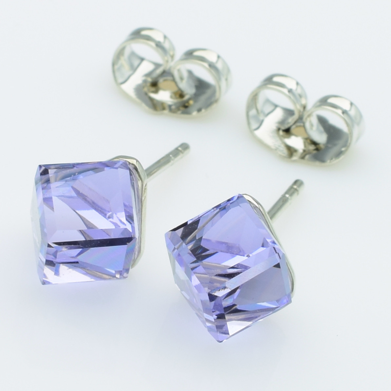 XUPING Серьги Родий Камни Swarovski Высота 0.9см, Ширина 0.8см