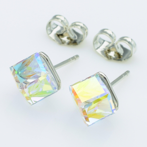 XUPING Серьги Родий Камни Swarovski Высота 0.9см, Ширина 0.8см