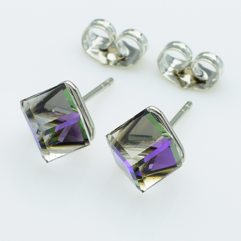 XUPING Серьги Родий Камни Swarovski Высота 0.9см, Ширина 0.8см