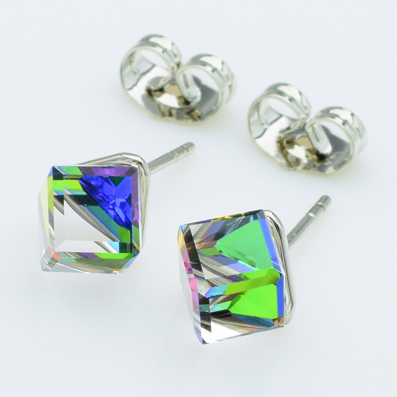 XUPING Серьги Родий Камни Swarovski Высота 0.9см, Ширина 0.8см