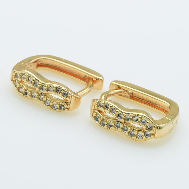 XUPING M&L Серьги Позолота 18к с белыми цирконами Высота 1.3см, Ширина 0.5см