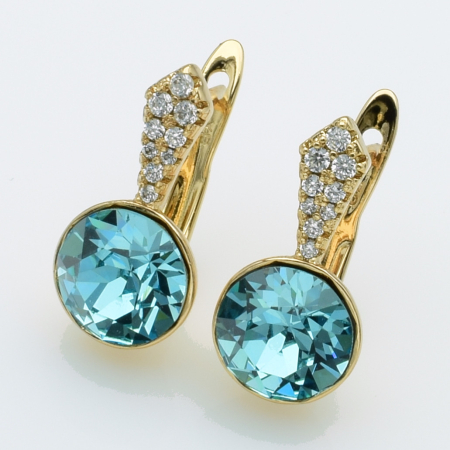 XUPING Серьги Позолота 18к Камни Swarovski Высота 1.8см, Ширина 0.9см
