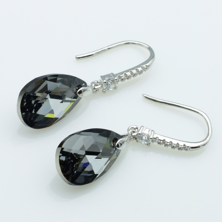 XUPING Серьги Родий Камни Swarovski Высота 3.4см, Ширина 1см