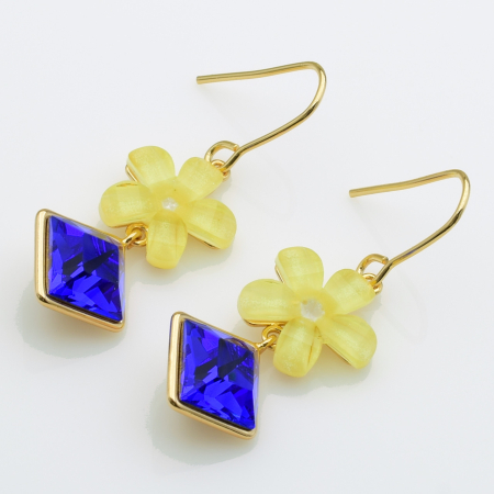 XUPING Серьги Позолота 18к Камни Swarovski Высота 4см, Ширина 1.3см