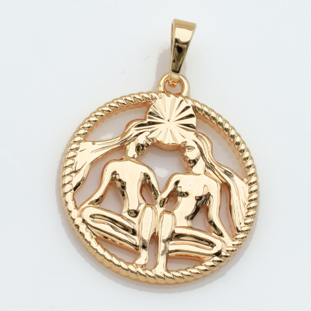 XUPING M&L Кулон Позолота 18к Знак зодіаку Близнюки, Висота 2.9см, Ширина 2.1см