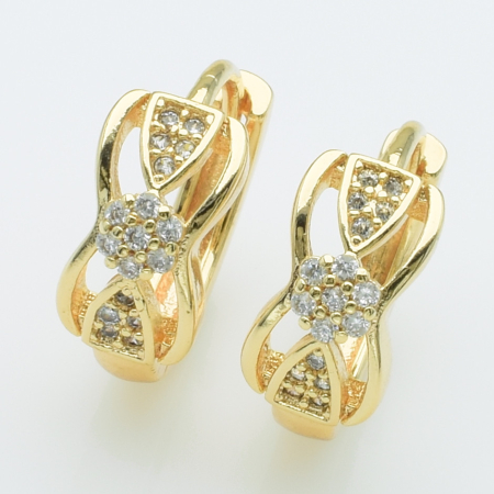 XUPING M&L Серьги Позолота 18к с белыми цирконами Высота 1.5см, Ширина 0.7м