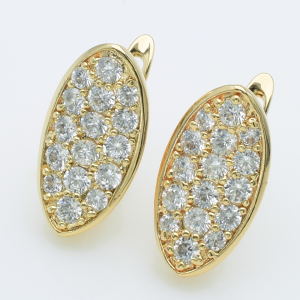 XUPING M&L Серьги Позолота 18к с белыми цирконами Высота 1.9см, Ширина 1м